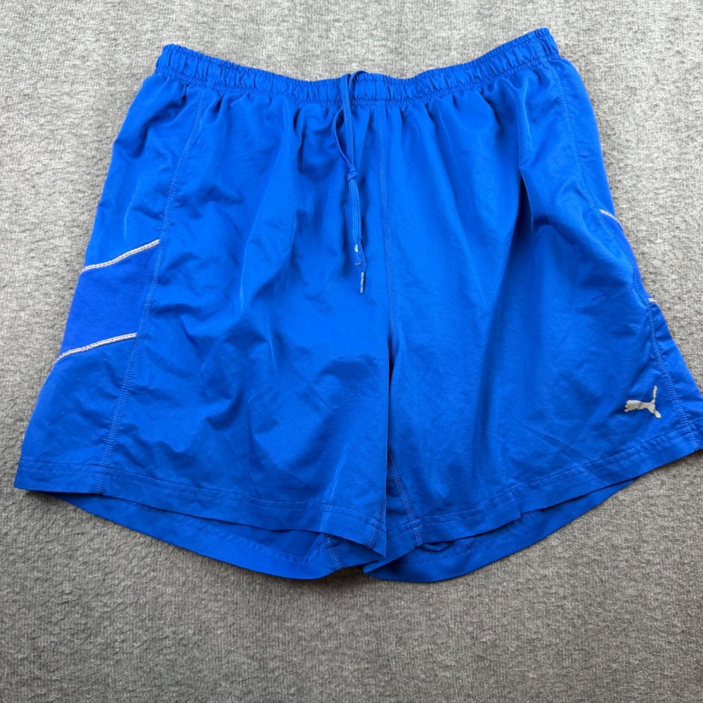 Puma Athletic Shorts Men's XL Blue Elastic Drawstring Waist Running Gym
